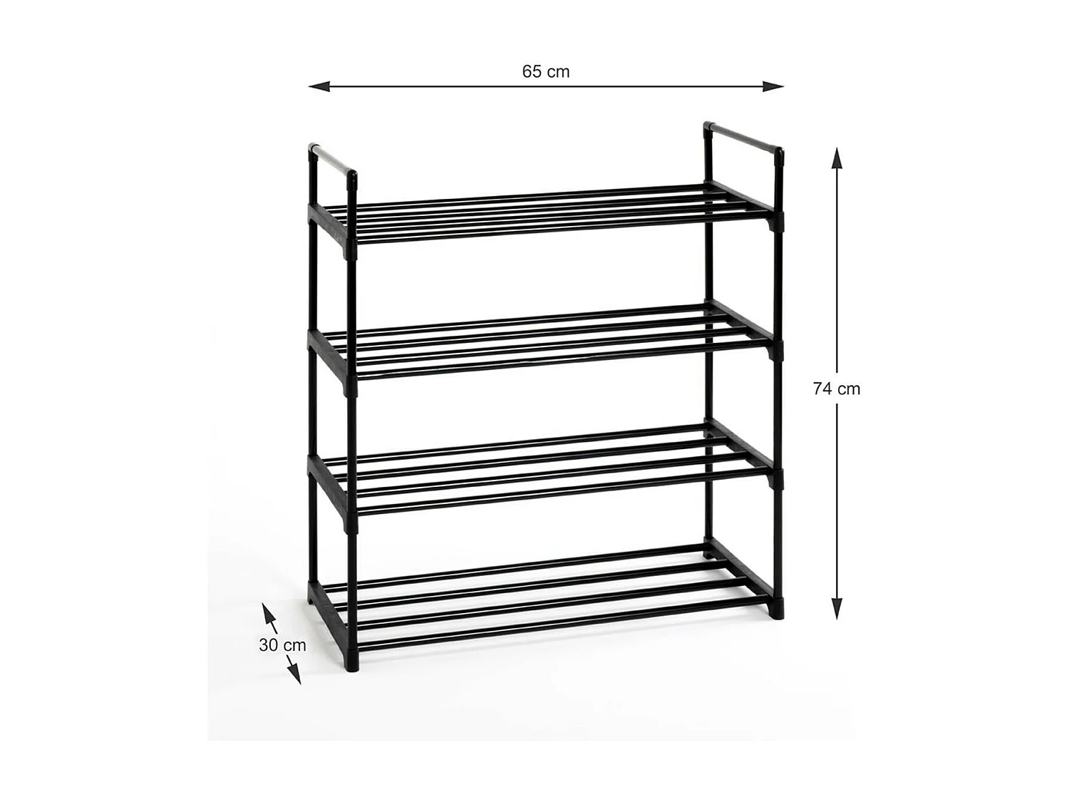 Étagère à Chaussures "4 Niveaux" 74cm Noir