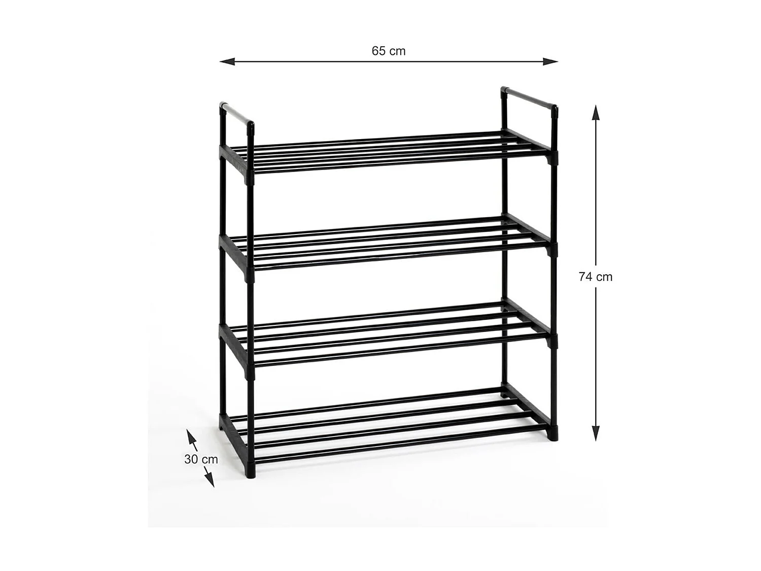 Étagère à Chaussures "4 Niveaux" 74cm Noir