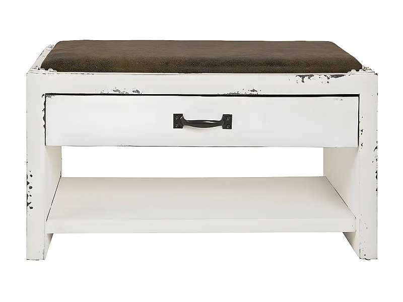 Range-Chaussures & Assise "Parquet" 72cm Blanc