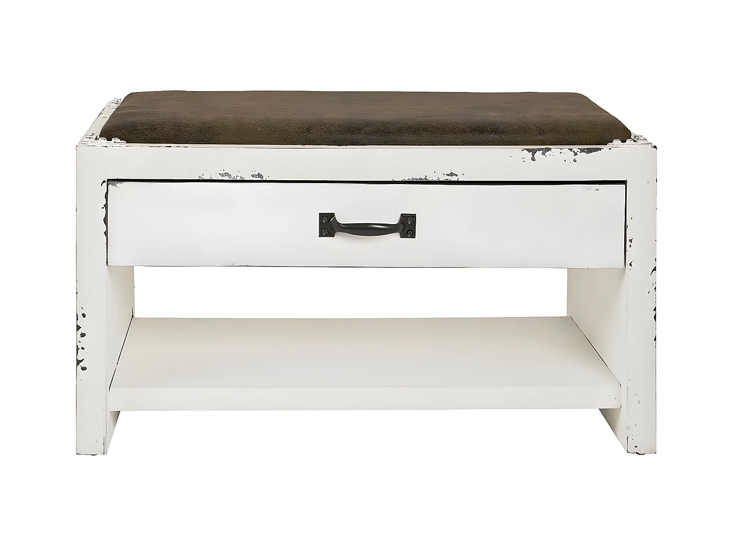 Range-Chaussures & Assise "Parquet" 72cm Blanc