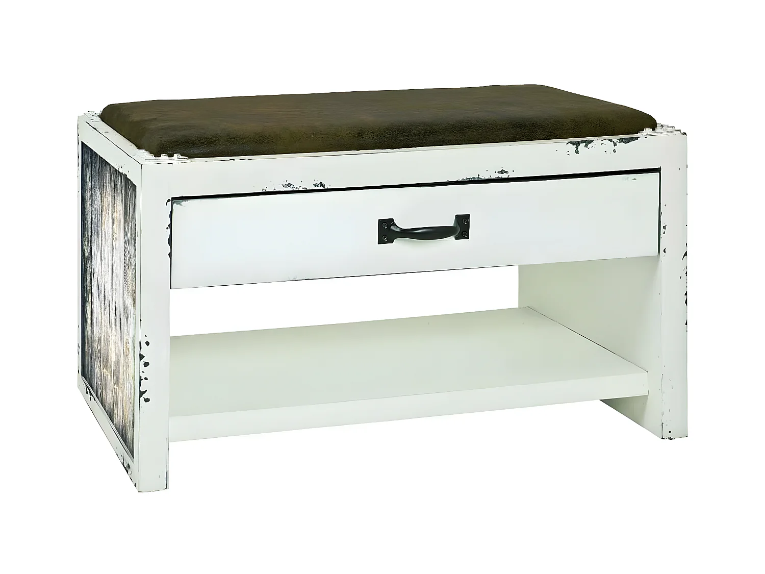 Range-Chaussures & Assise "Parquet" 72cm Blanc