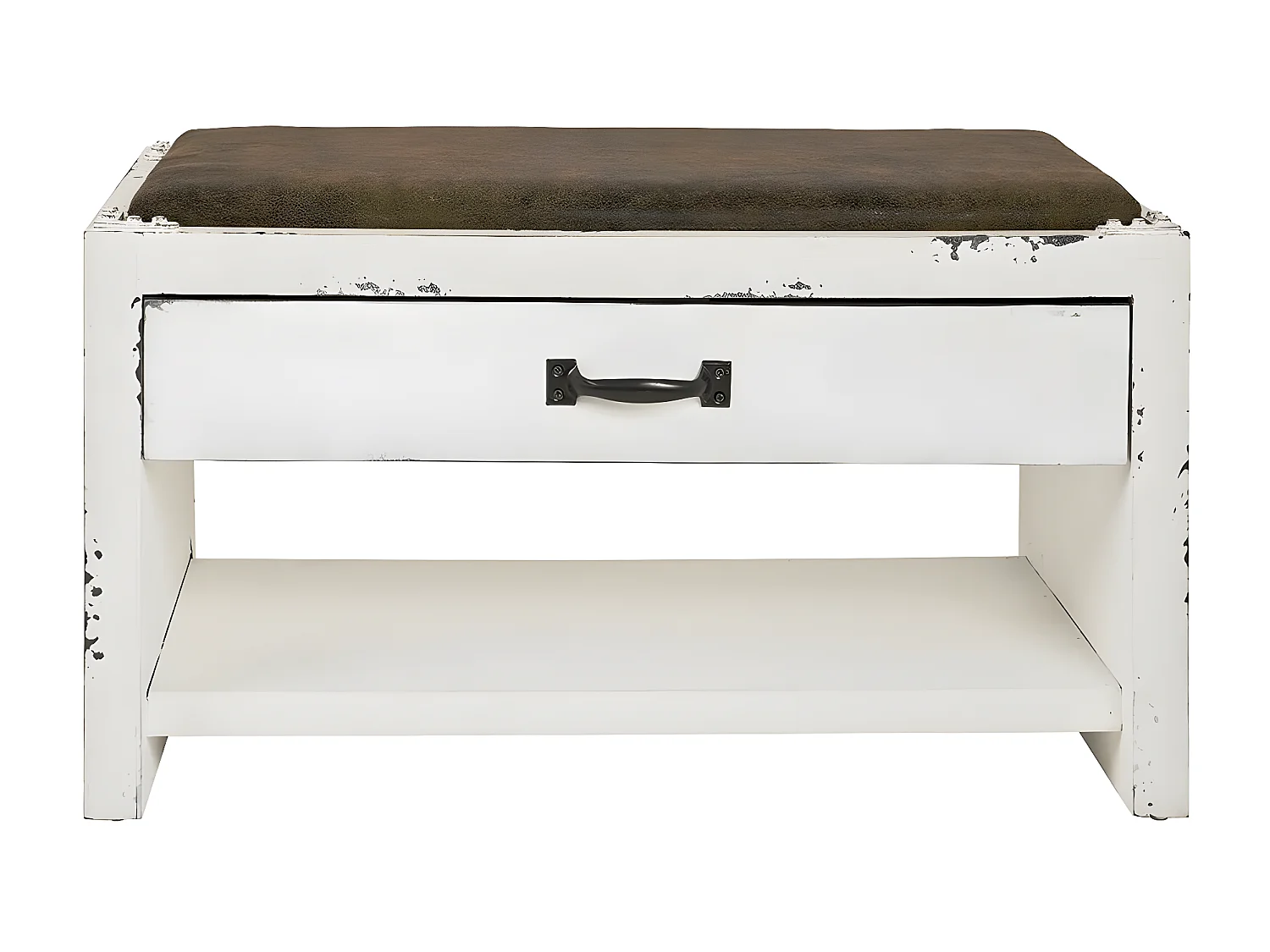 Range-Chaussures & Assise "Parquet" 72cm Blanc