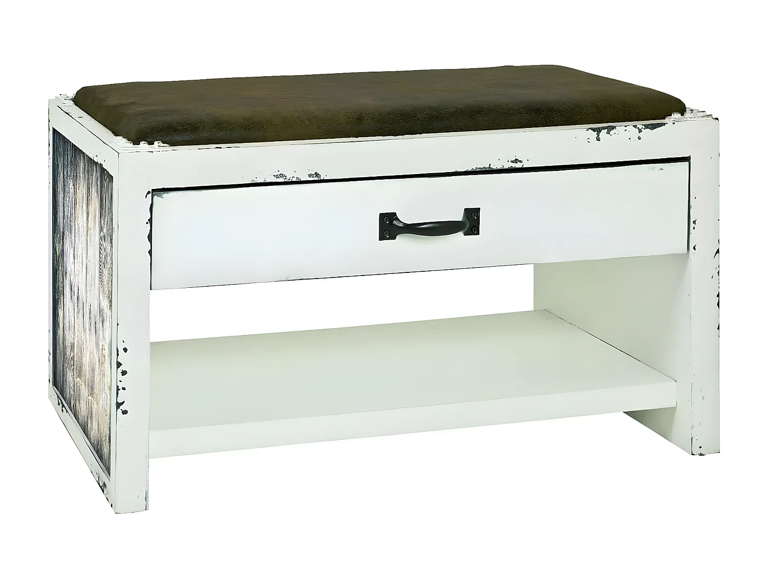 Range-Chaussures & Assise "Parquet" 72cm Blanc