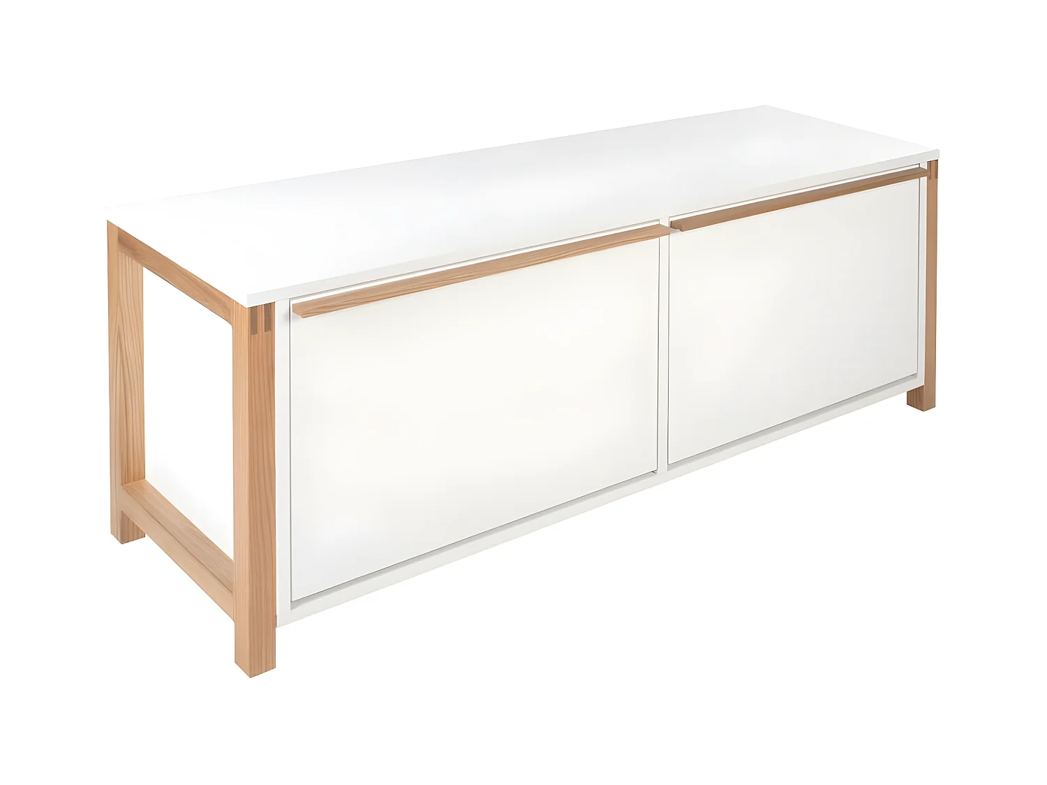 Meuble à Chaussures Bas "Northgate" 120cm Chêne & Blanc