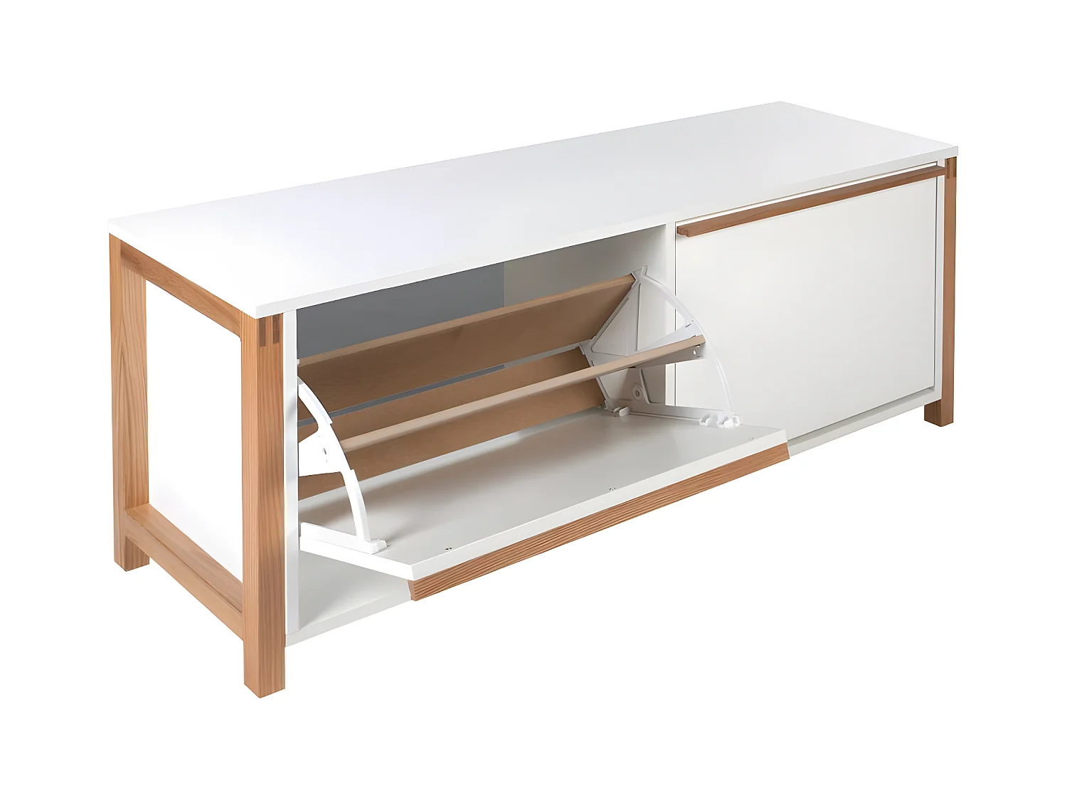 Meuble à Chaussures Bas "Northgate" 120cm Chêne & Blanc