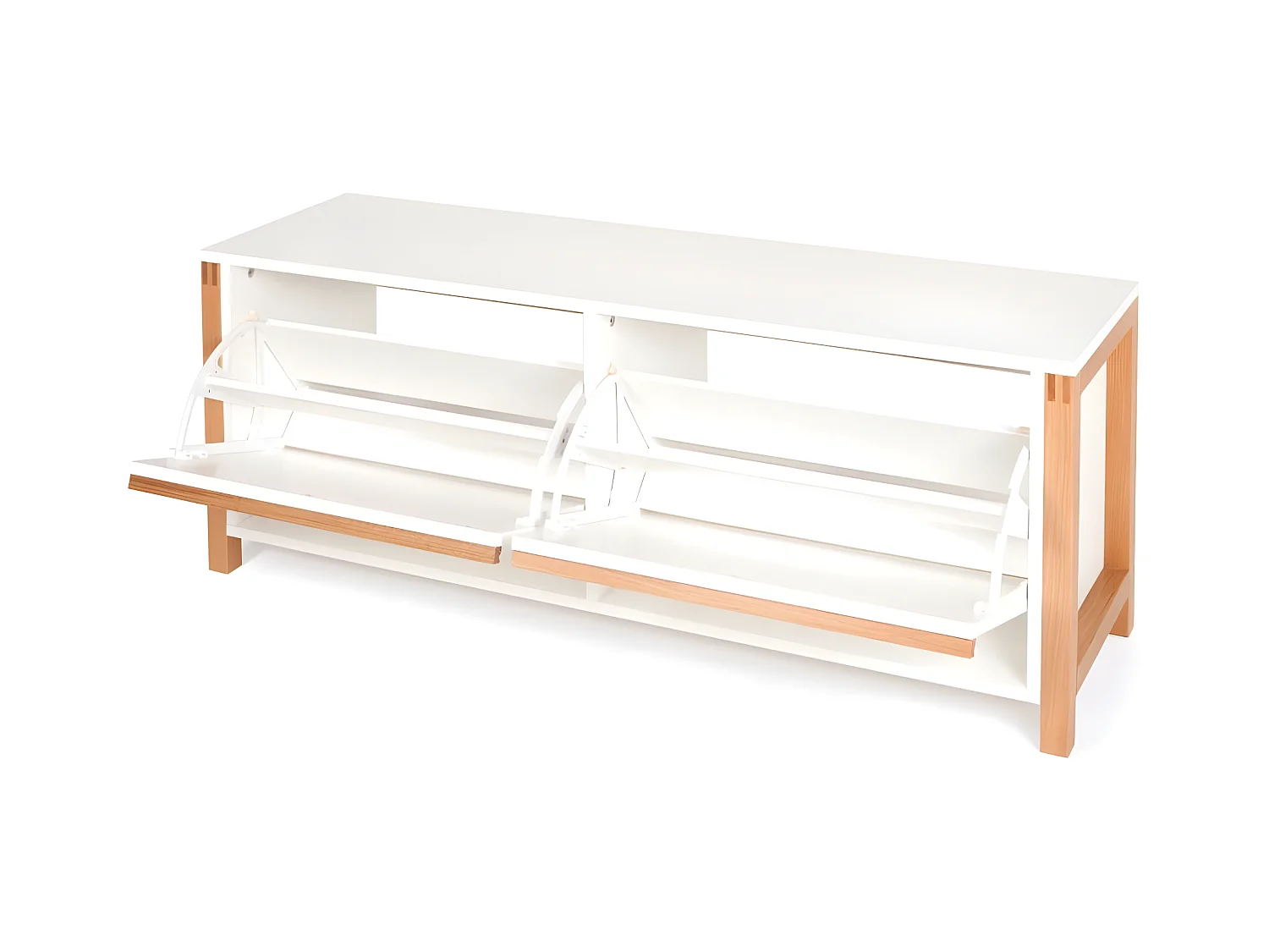 Meuble à Chaussures Bas "Northgate" 120cm Chêne & Blanc