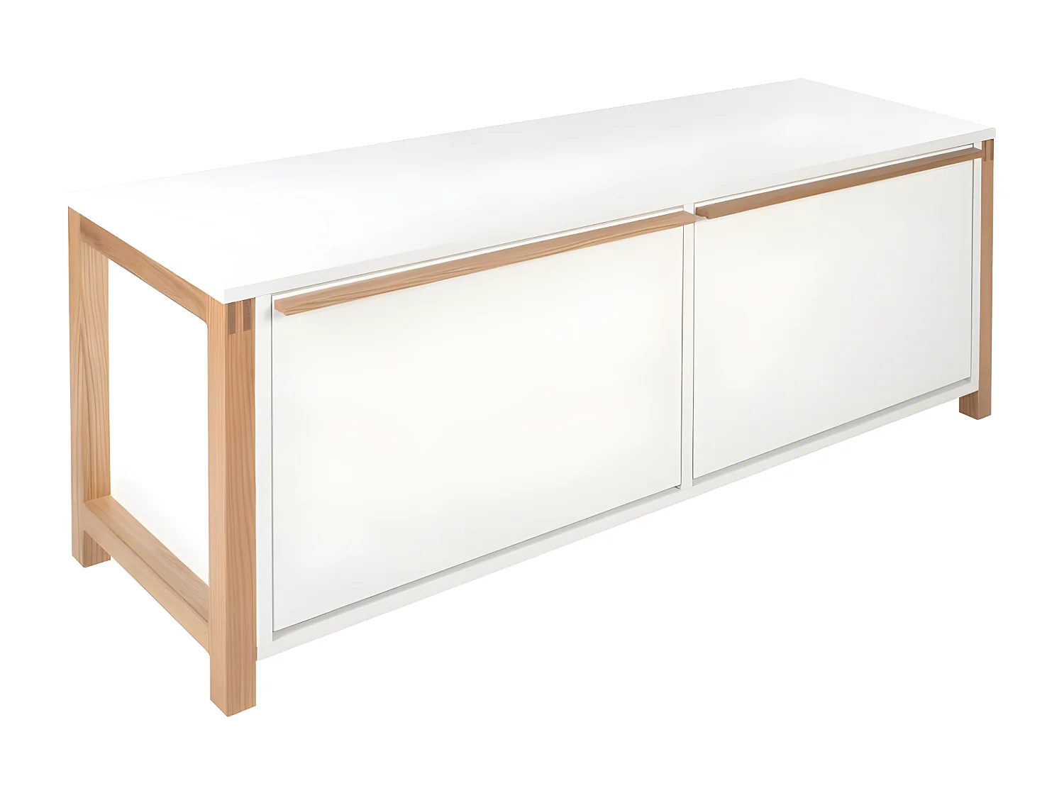 Meuble à Chaussures Bas "Northgate" 120cm Chêne & Blanc