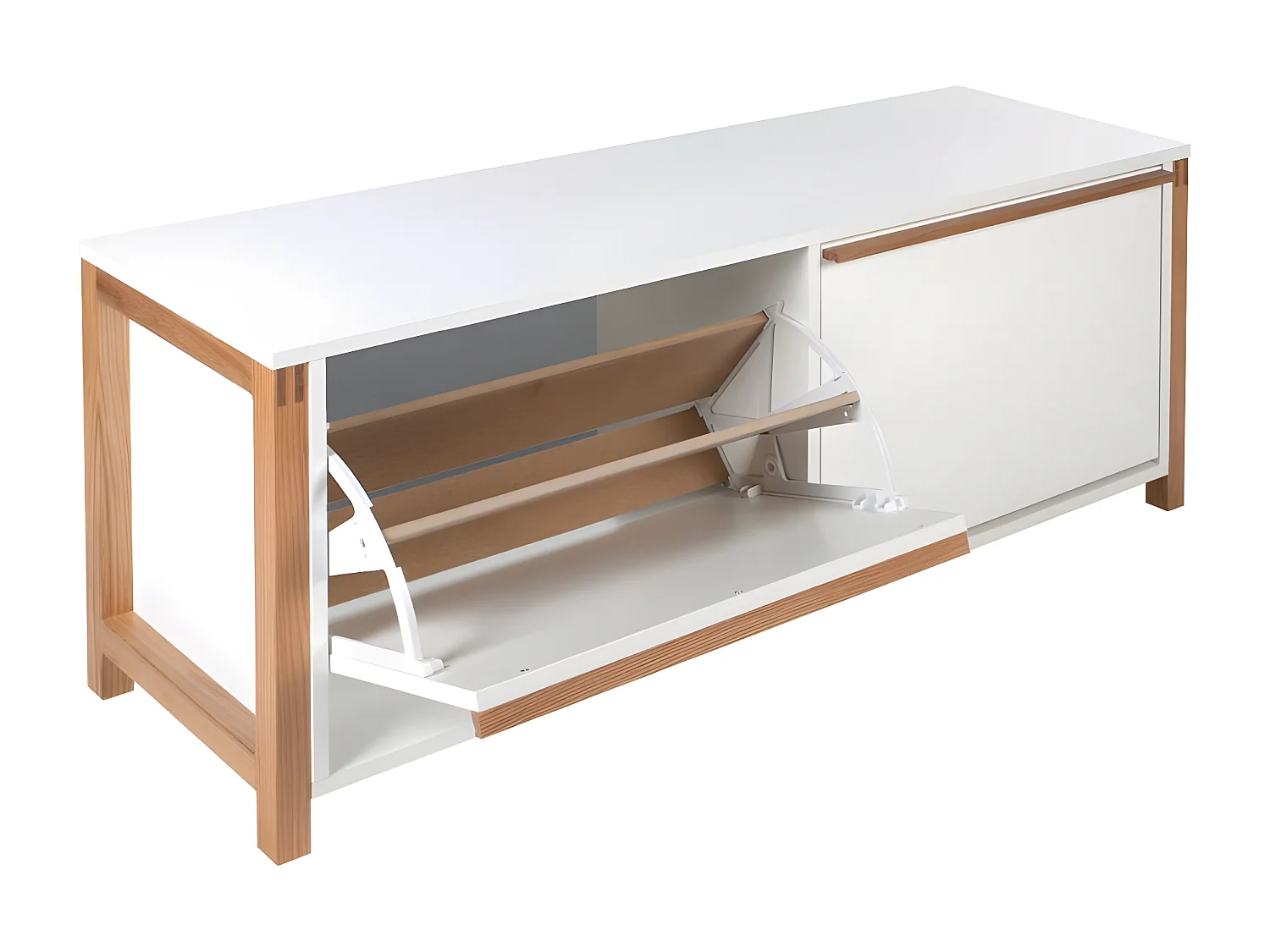 Meuble à Chaussures Bas "Northgate" 120cm Chêne & Blanc