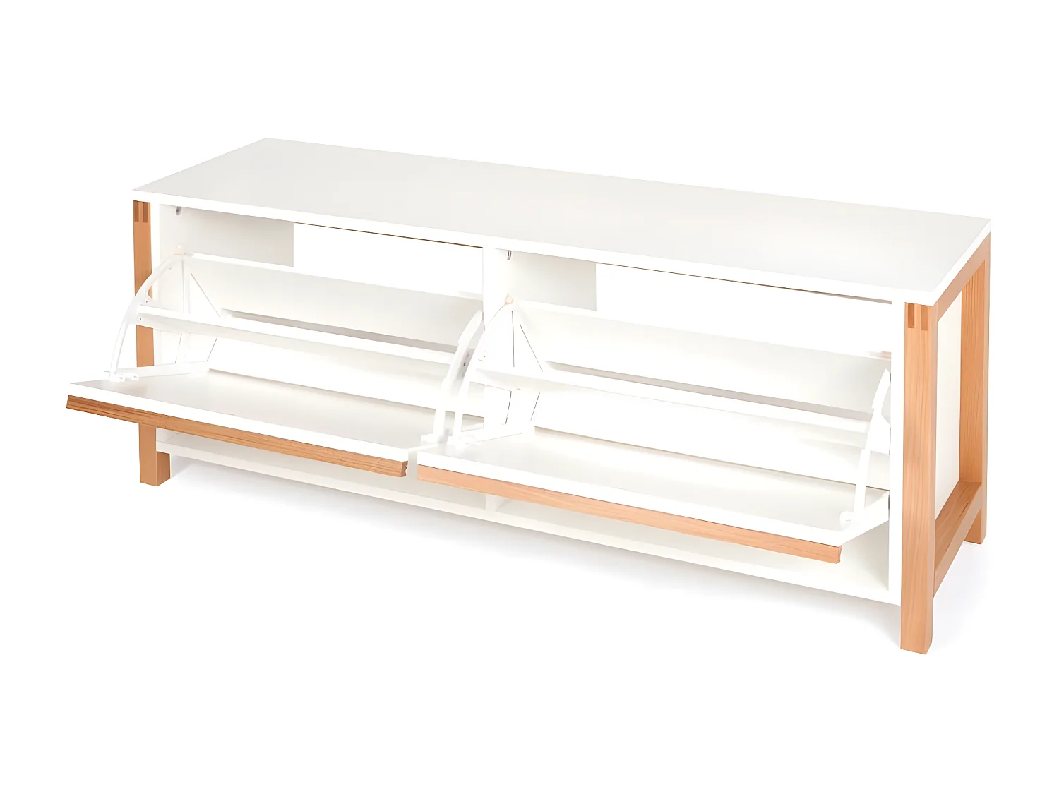 Meuble à Chaussures Bas "Northgate" 120cm Chêne & Blanc