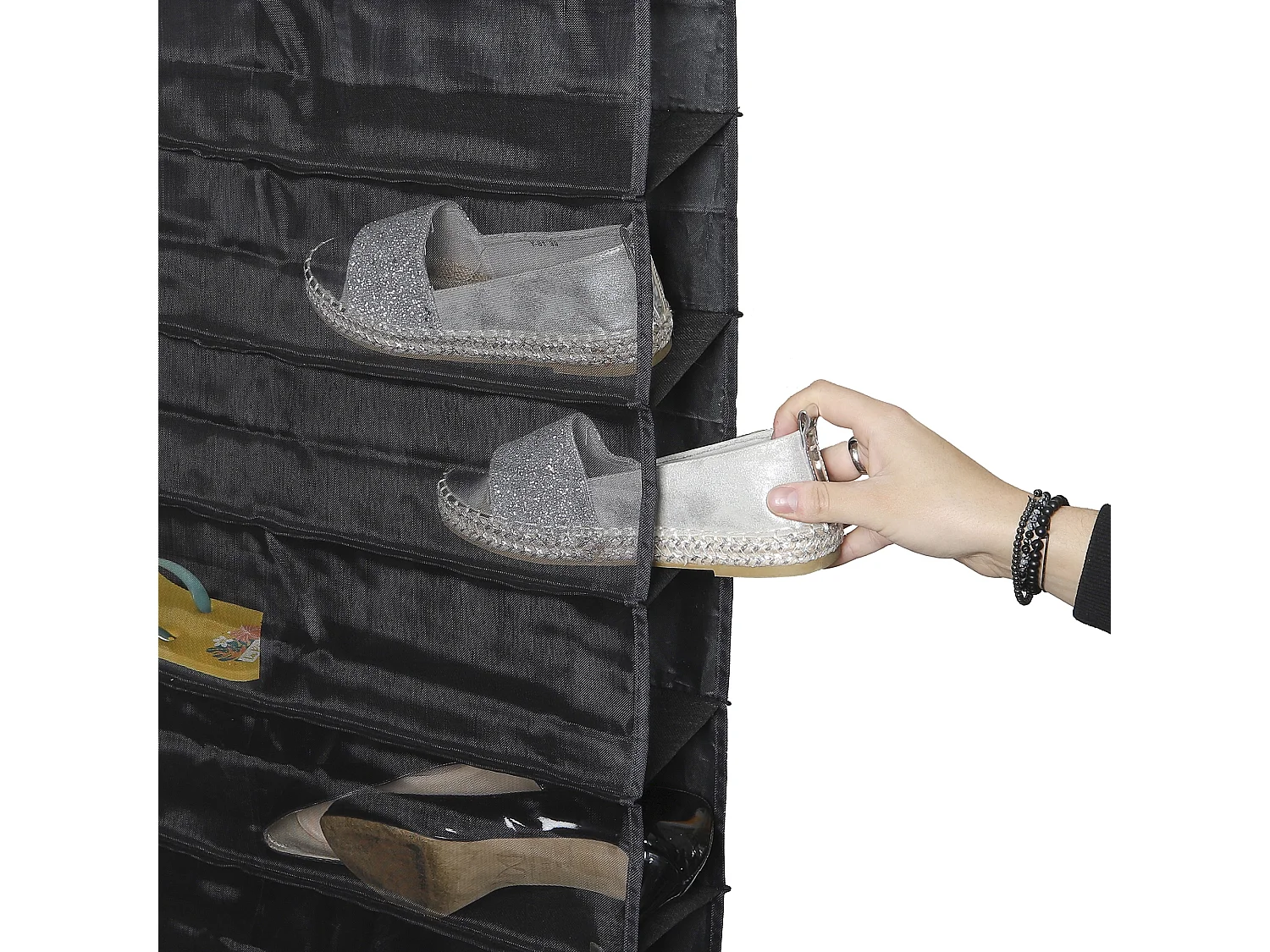 Rangement Chaussure Suspendu 26 Paires 55x170 Noir