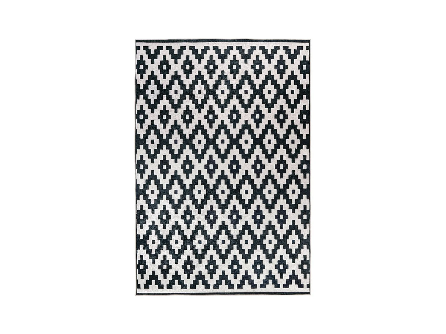 Tapis Géométrique à Poils Courts "Sally" Noir & Blanc 80 x 150 cm