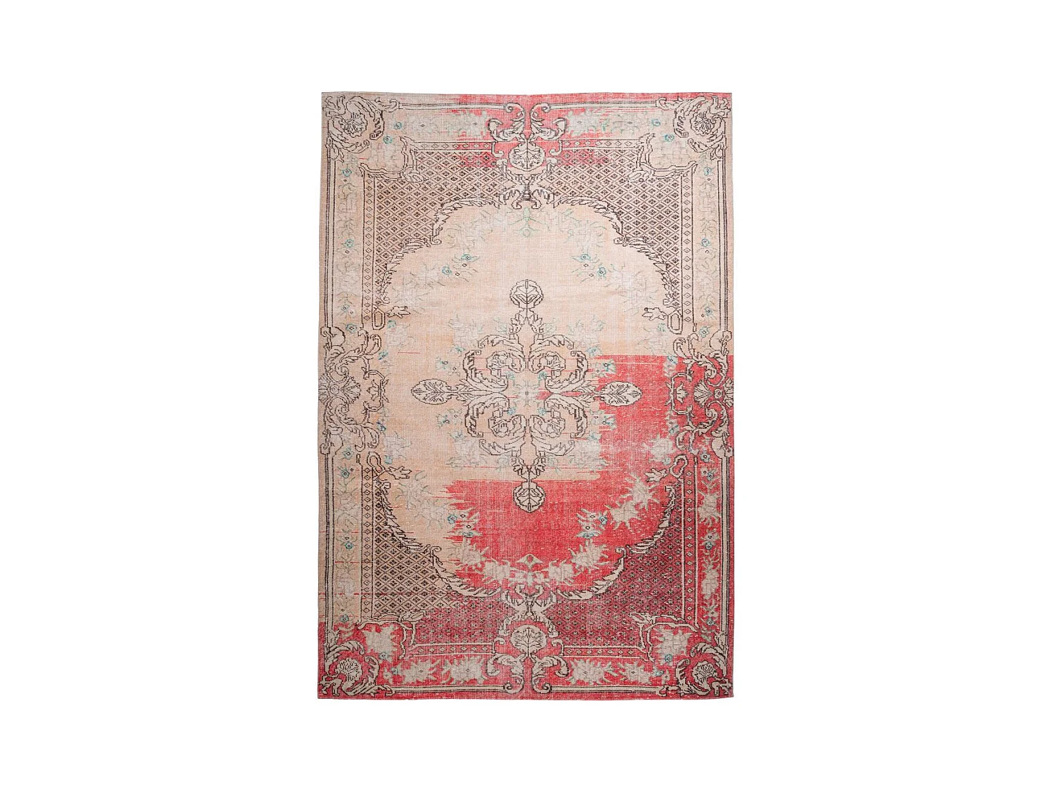 Tapis Imprimé Rétro Antique "Vintage" Rouge 200 x 290 cm