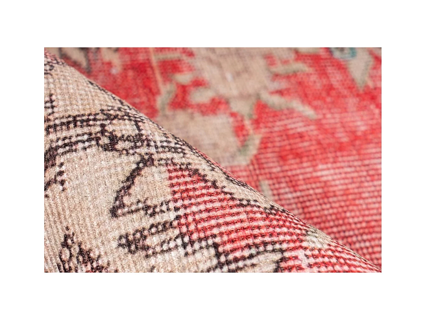 Tapis Imprimé Rétro Antique "Vintage" Rouge 200 x 290 cm