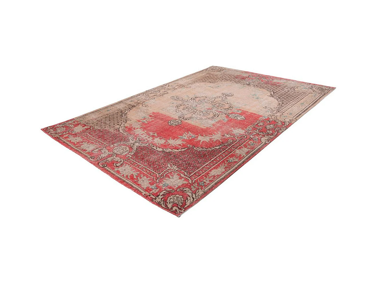 Tapis Imprimé Rétro Antique "Vintage" Rouge 200 x 290 cm