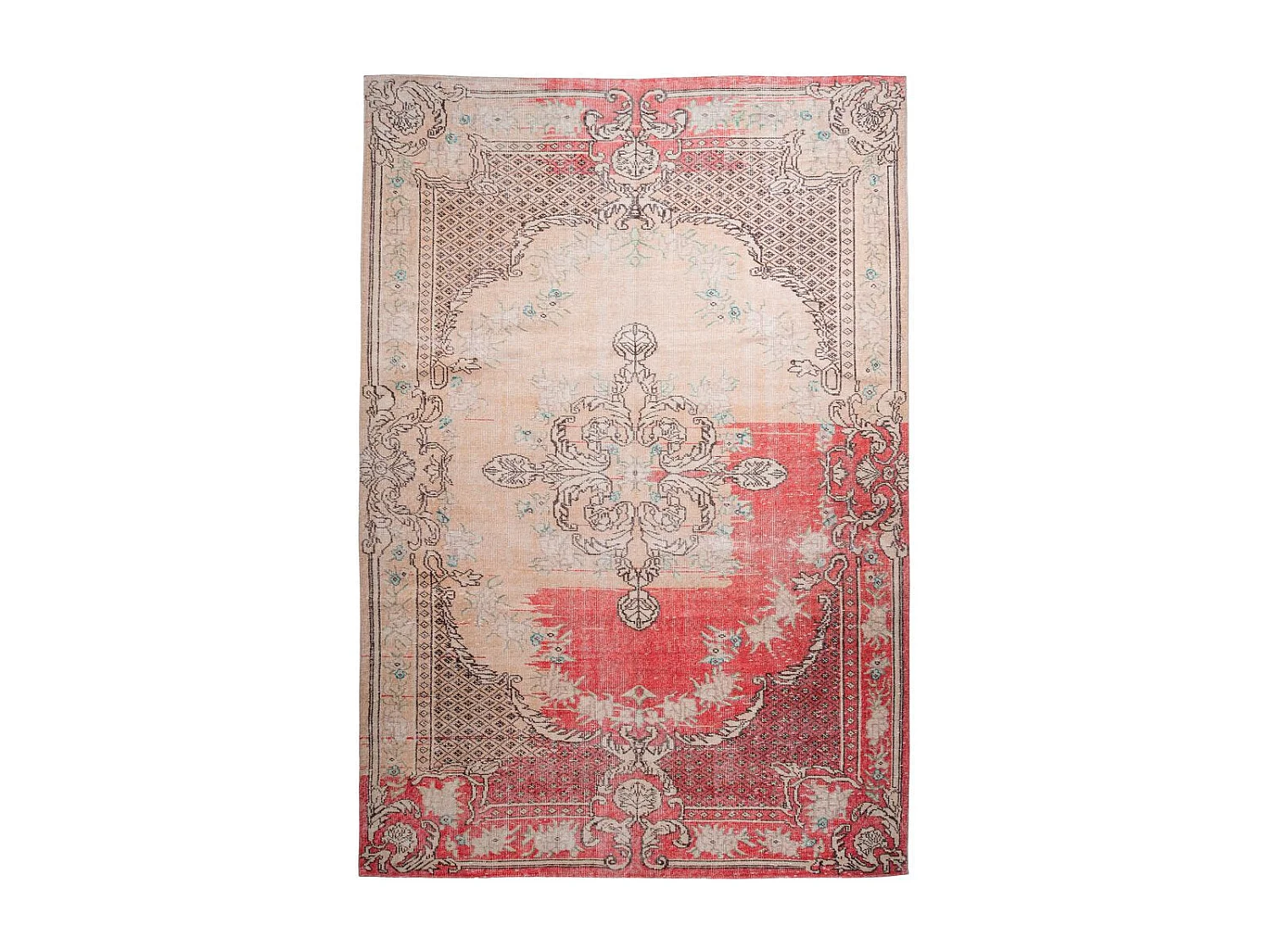 Tapis Imprimé Rétro Antique "Vintage" Rouge 200 x 290 cm