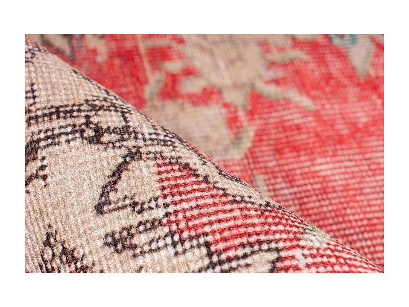 Tapis Imprimé Rétro Antique "Vintage" Rouge 200 x 290 cm