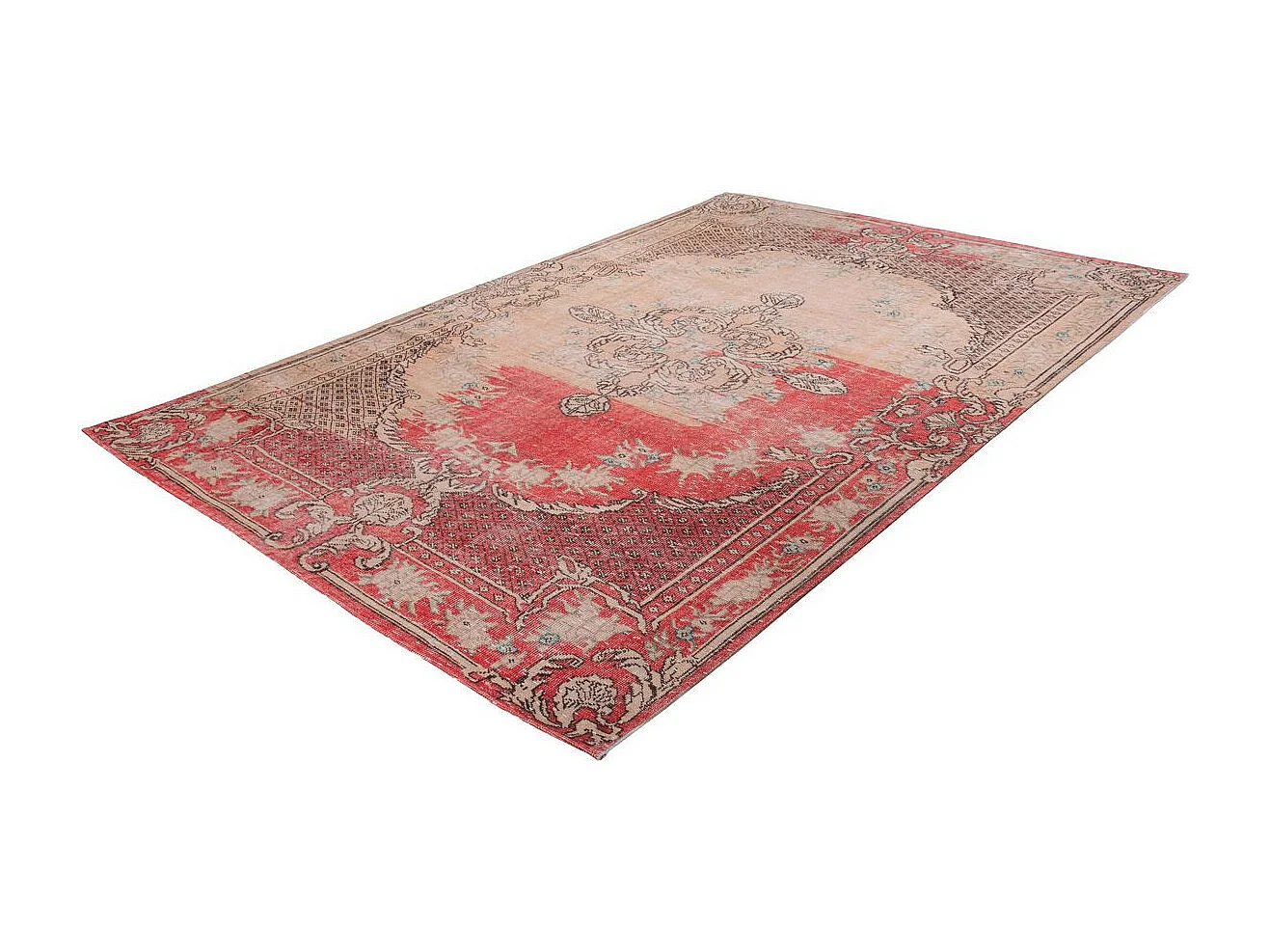 Tapis Imprimé Rétro Antique "Vintage" Rouge 200 x 290 cm