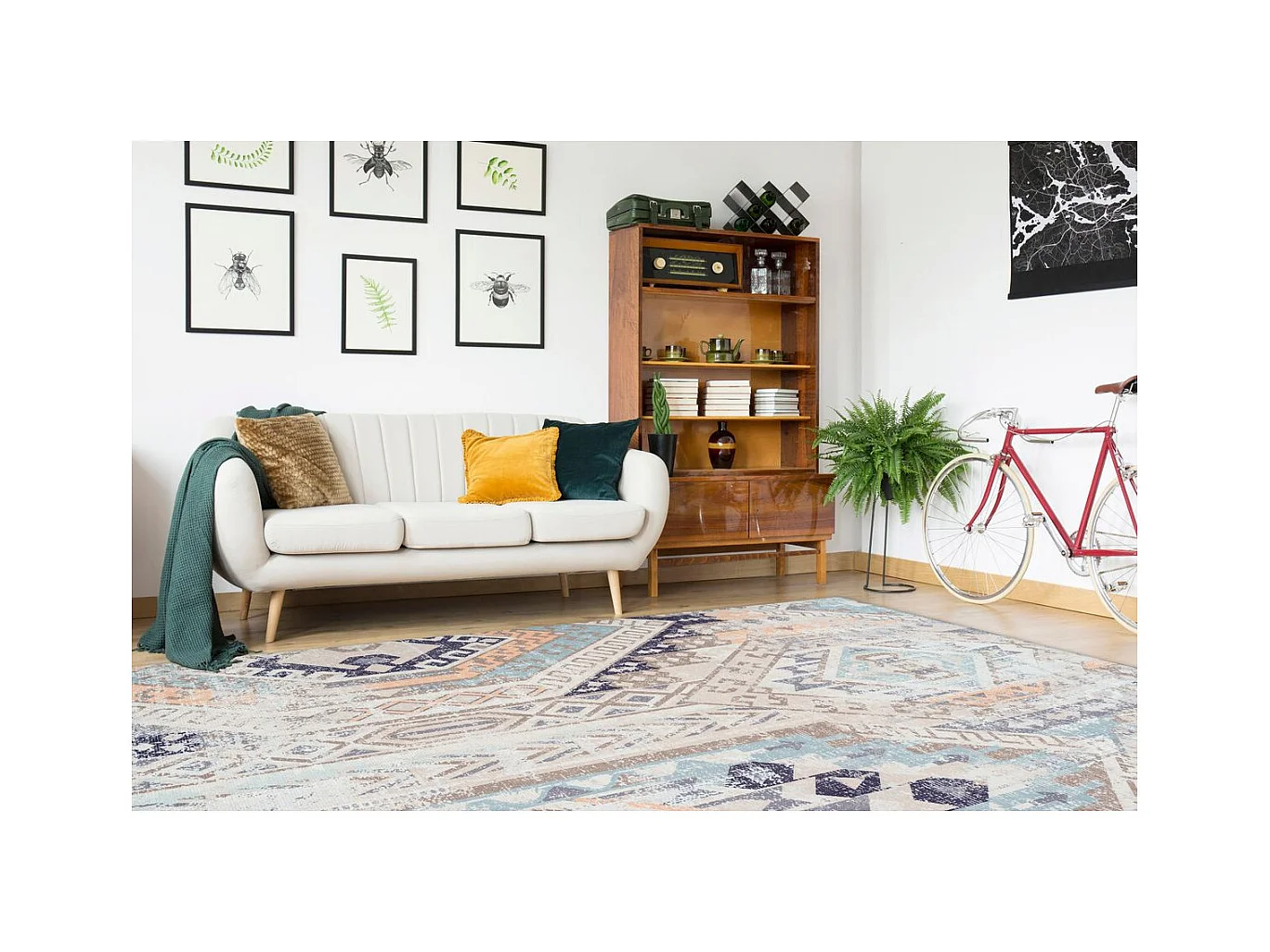 Tapis Ethnique à Poils Courts "Indiana II" Bleu 160 x 230 cm