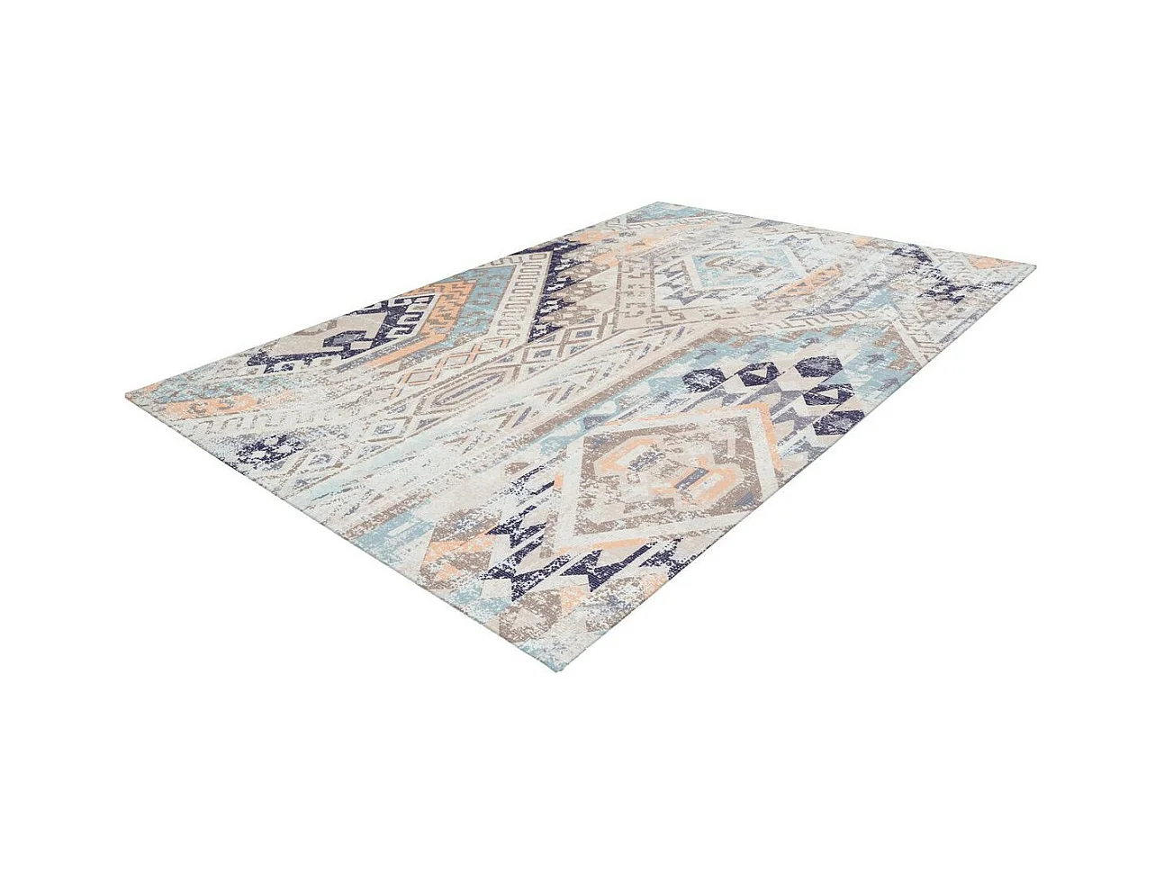 Tapis Ethnique à Poils Courts "Indiana II" Bleu 160 x 230 cm