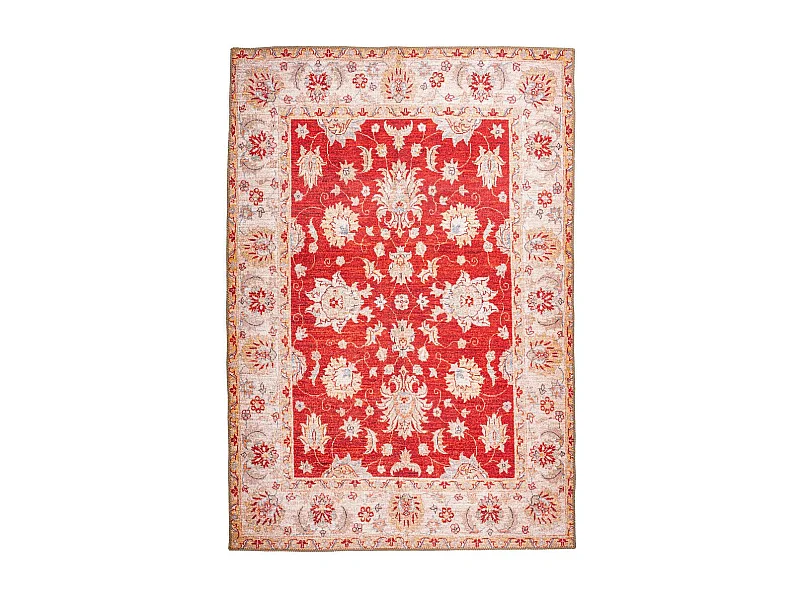 Tapis Tissé Imprimé Oriental "Fayo" Rouge 110 x 180 cm