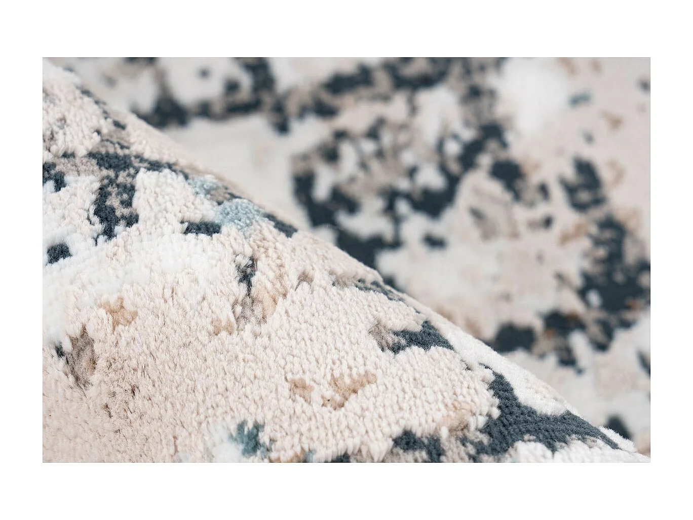 Tapis Vintage à Franges "Akropolis I" Gris & Bleu 80 x 150 cm