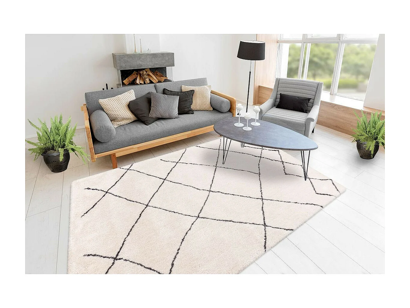 Tapis Géométrique "Orlando" Ivoire 200 x 290 cm