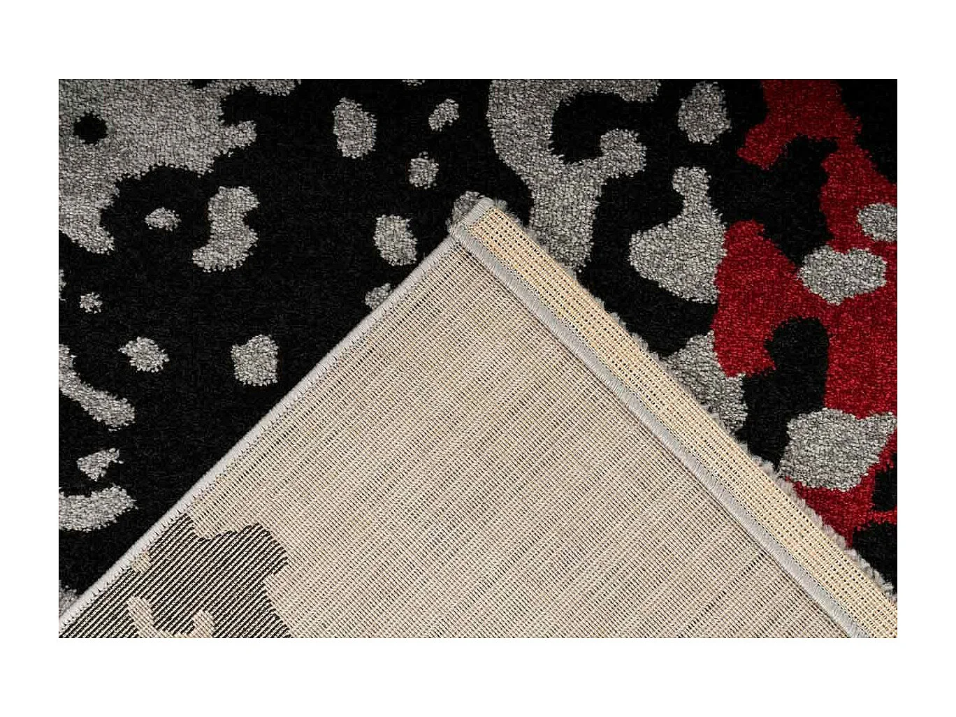 Tapis Tissé Imprimé "Naila" Noir & Rouge 120 x 170 cm