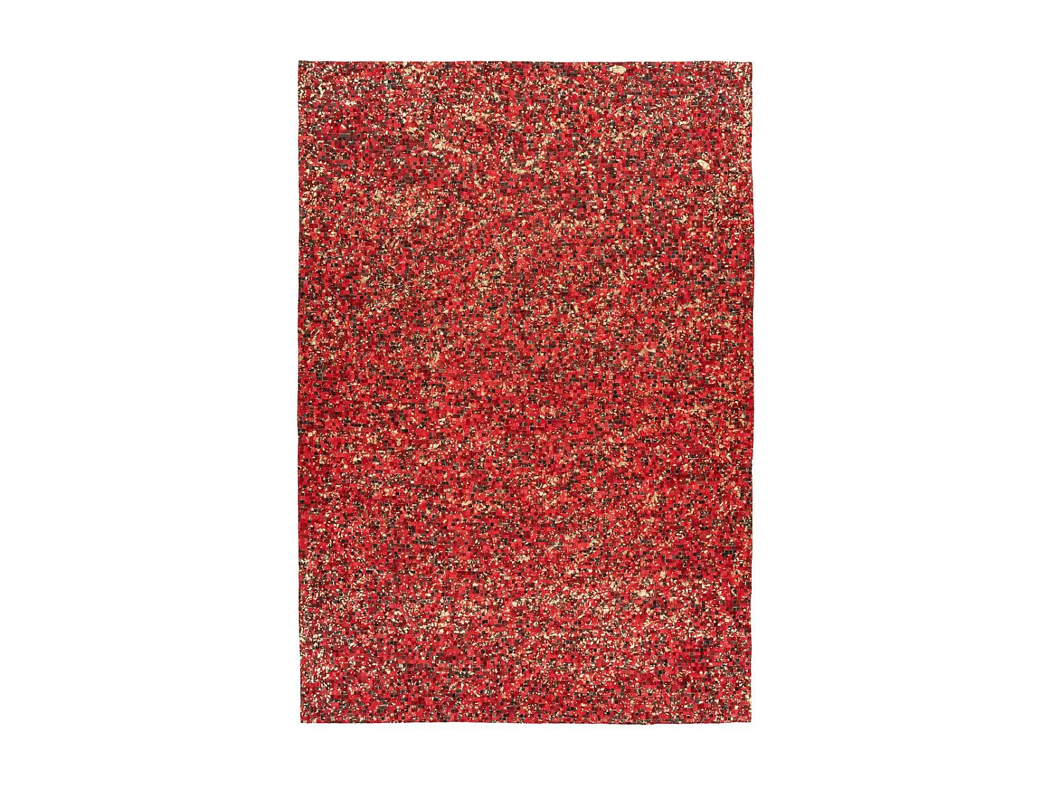 Tapis en Cuir Fait Main "Finish" Rouge & Or 160 x 230 cm