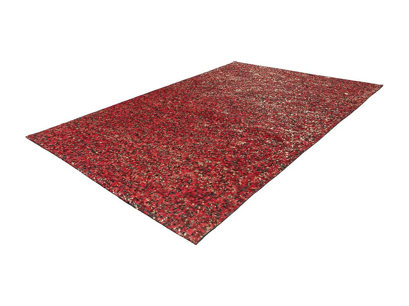Tapis en Cuir Fait Main "Finish" Rouge & Or 160 x 230 cm