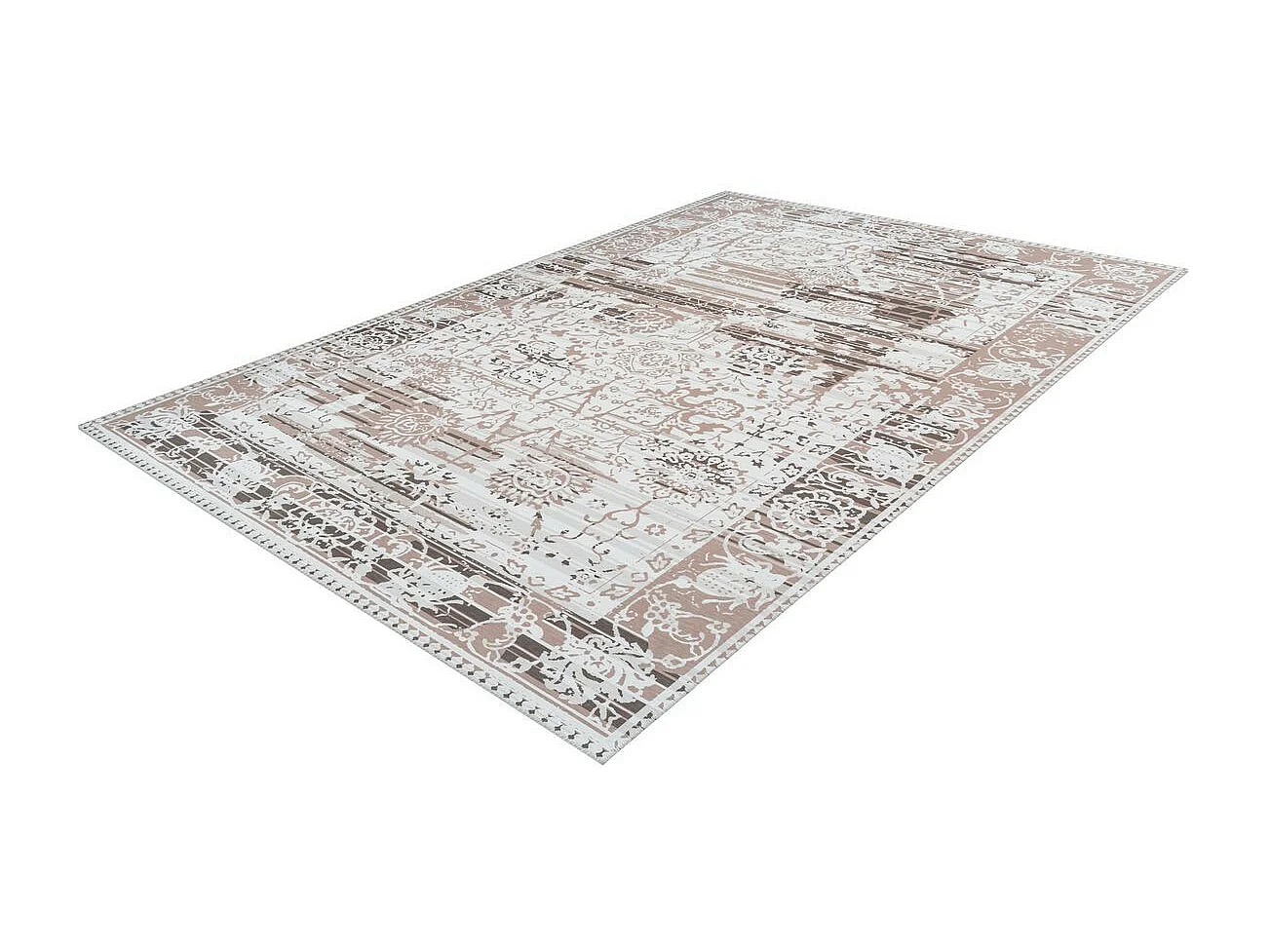 Tapis Vintage à Poils Courts "Galaxy VI" Beige 170 x 240 cm