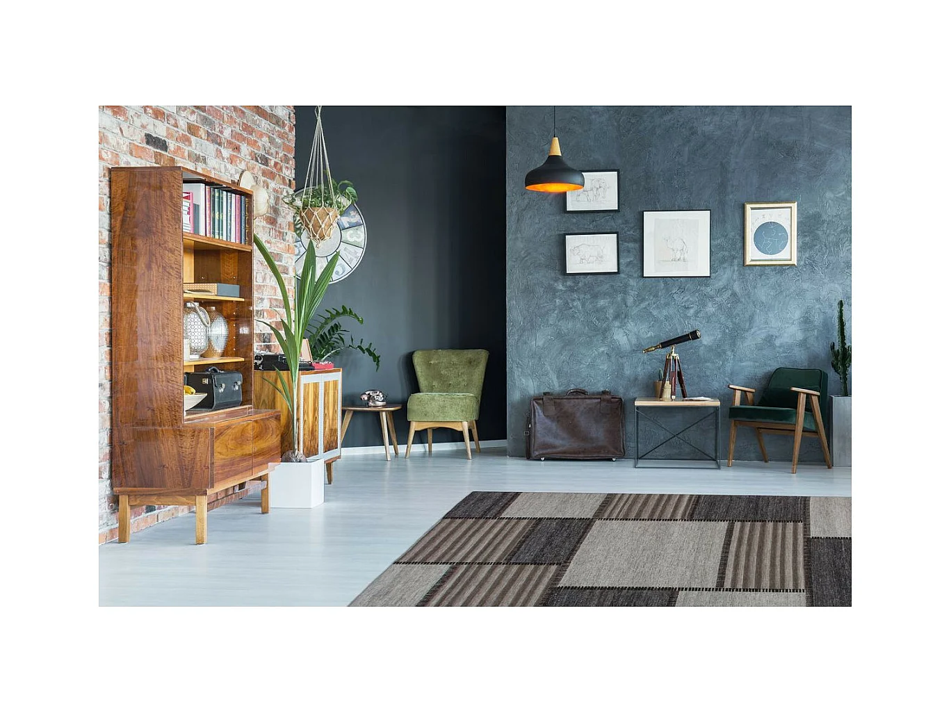 Tapis Imprimé Jacquard "Phoenix" Naturel & Crème 160 x 230 cm