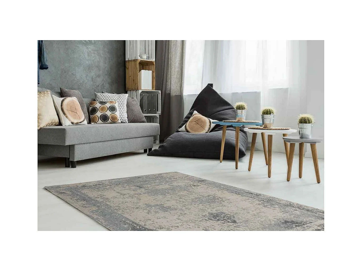 Tapis Vintage Tissé "Nostalgia" Gris 80 x 150 cm