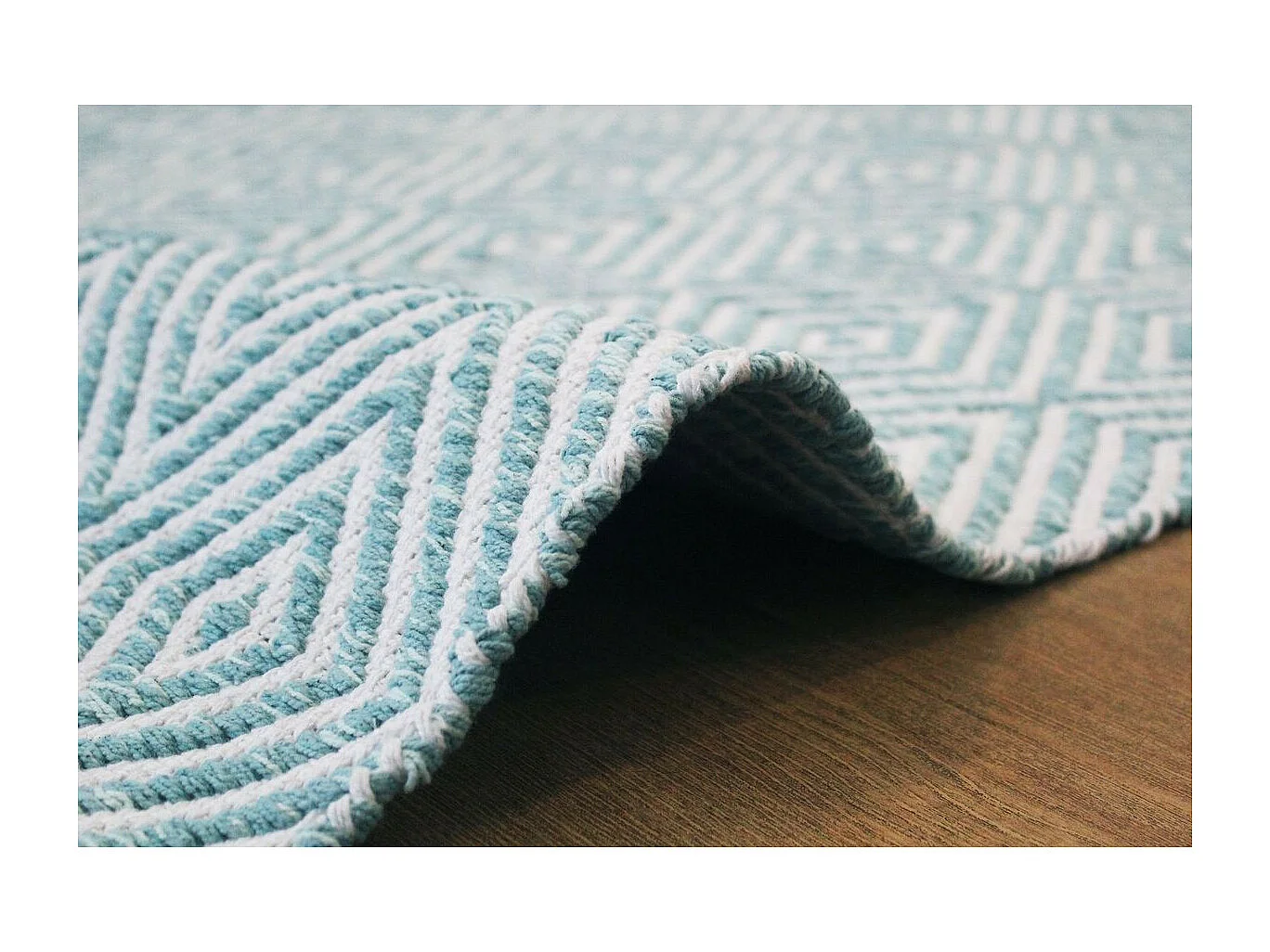 Tapis Géométrique Fait Main "Aperitif" Turquoise 120 x 170 cm