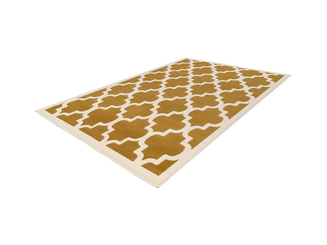 Tapis Vintage à Poils Courts "Manolya" Or & Ivoire 80 x 150 cm