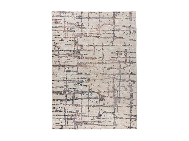 Tapis Tissé Imprimé Abstrait "Jaka" Crème 120 x 170 cm