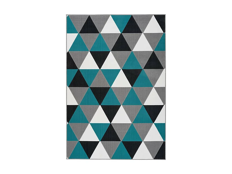 Tapis Géométrique à Poils Courts "Now II" Turquoise 80 x 150 cm