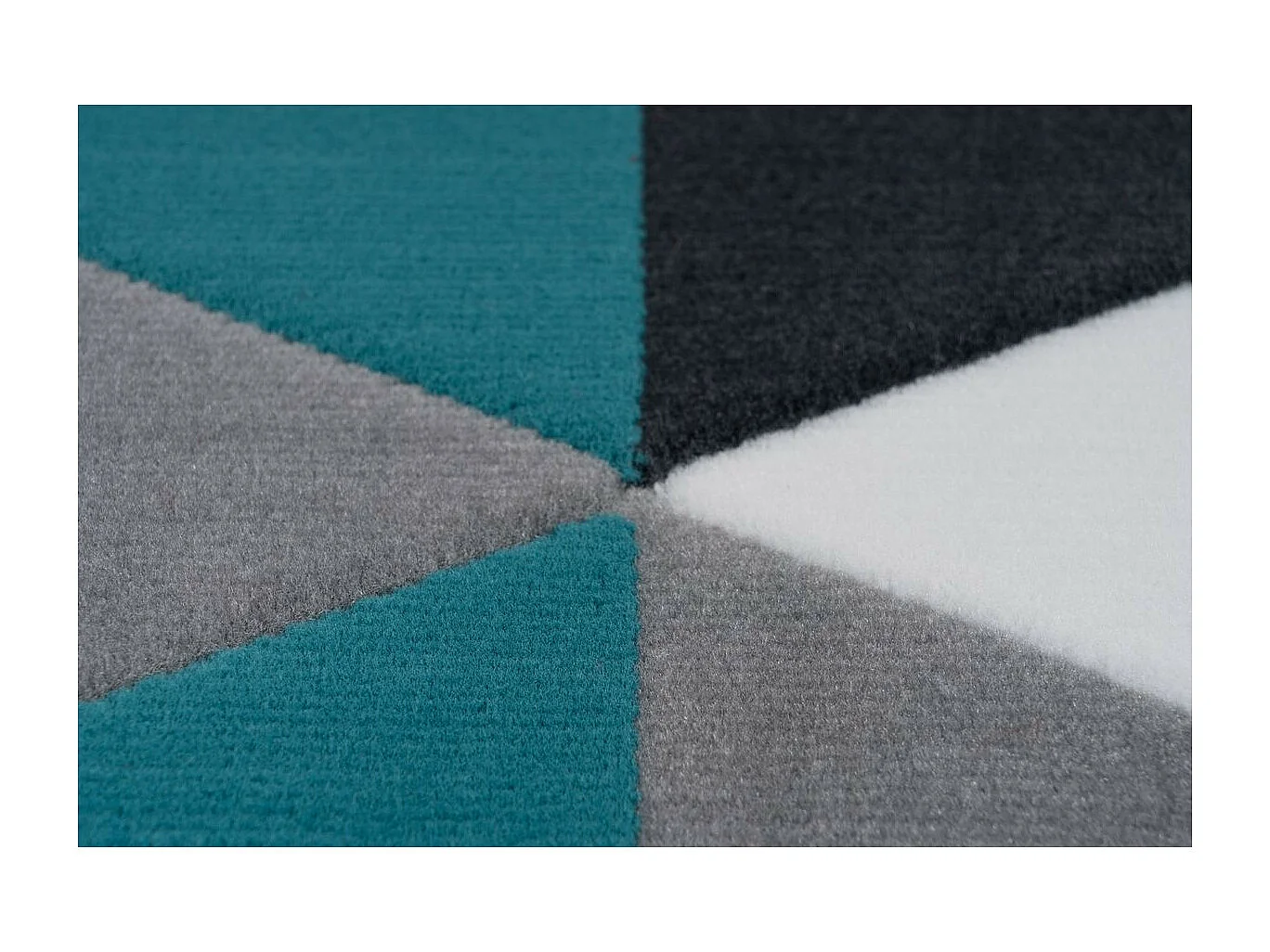 Tapis Géométrique à Poils Courts "Now II" Turquoise 80 x 150 cm