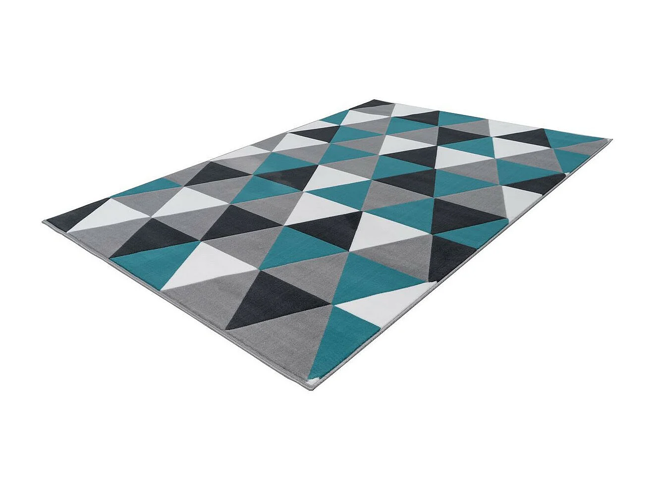 Tapis Géométrique à Poils Courts "Now II" Turquoise 80 x 150 cm