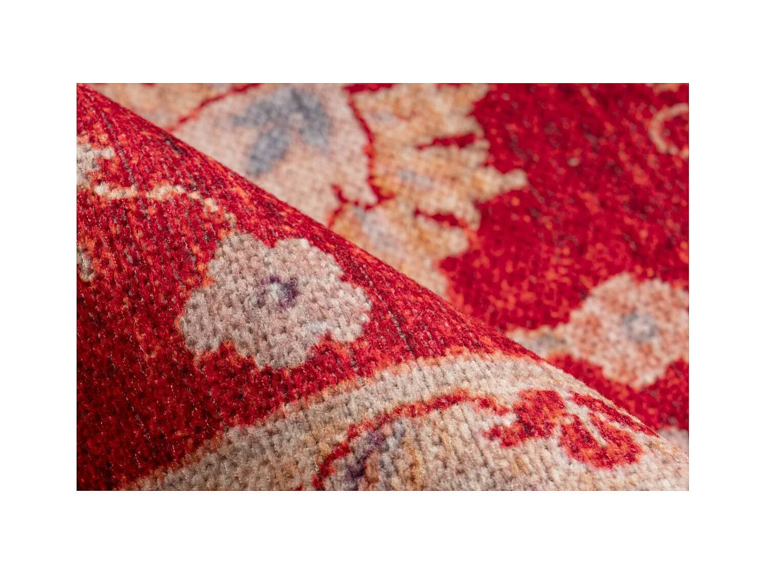 Tapis Tissé Imprimé Oriental "Faye" Rouge 80 x 150 cm