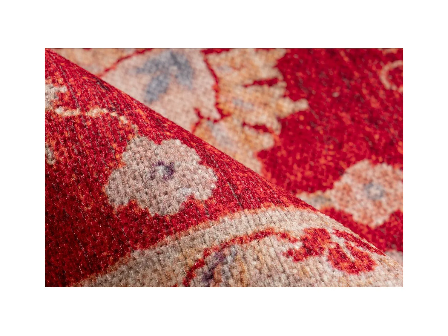 Tapis Tissé Imprimé Oriental "Faye" Rouge 80 x 150 cm