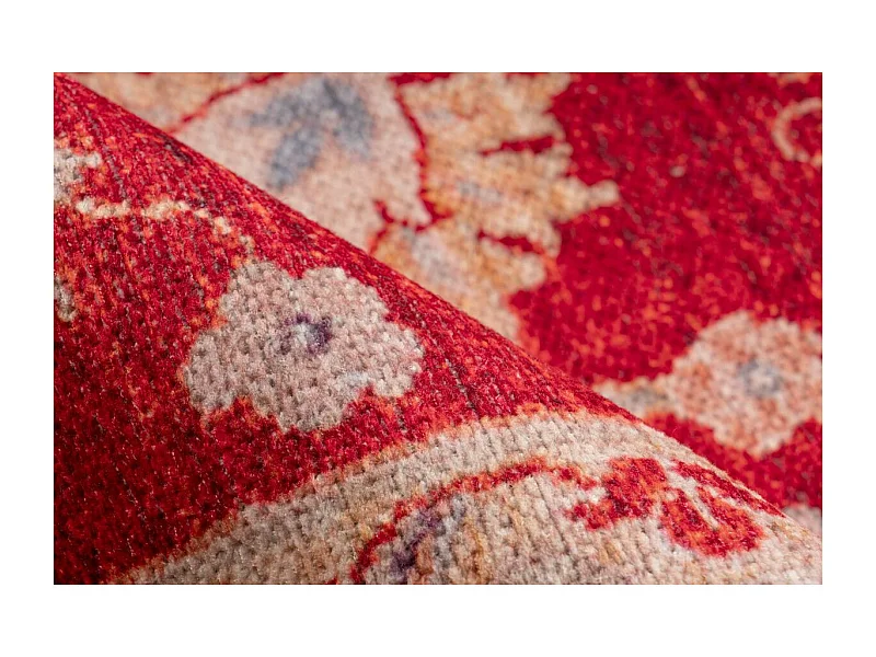 Tapis Tissé Imprimé Oriental "Faye" Rouge 80 x 150 cm