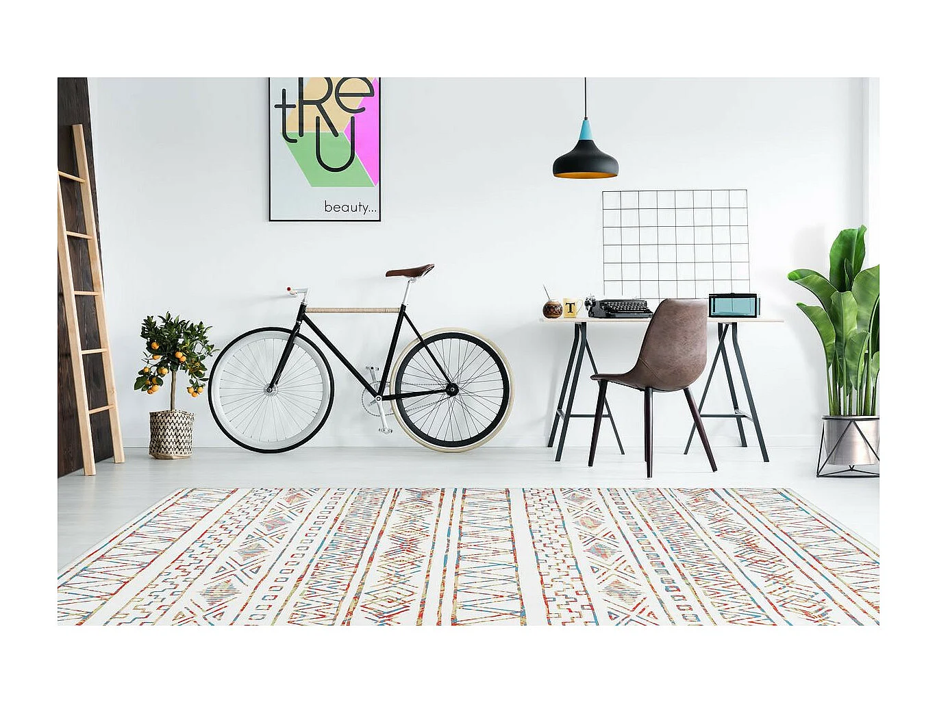 Tapis Ethnique à Poils Courts "Galaxy IX" Beige 120 x 180 cm