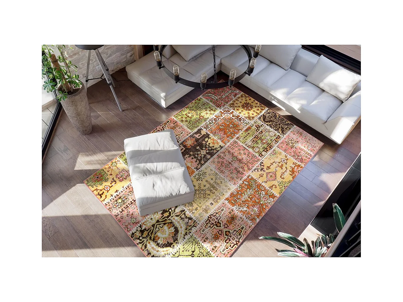 Tapis Patchwork à Poils Courts "Ariya" Multicolore 80 x 150 cm