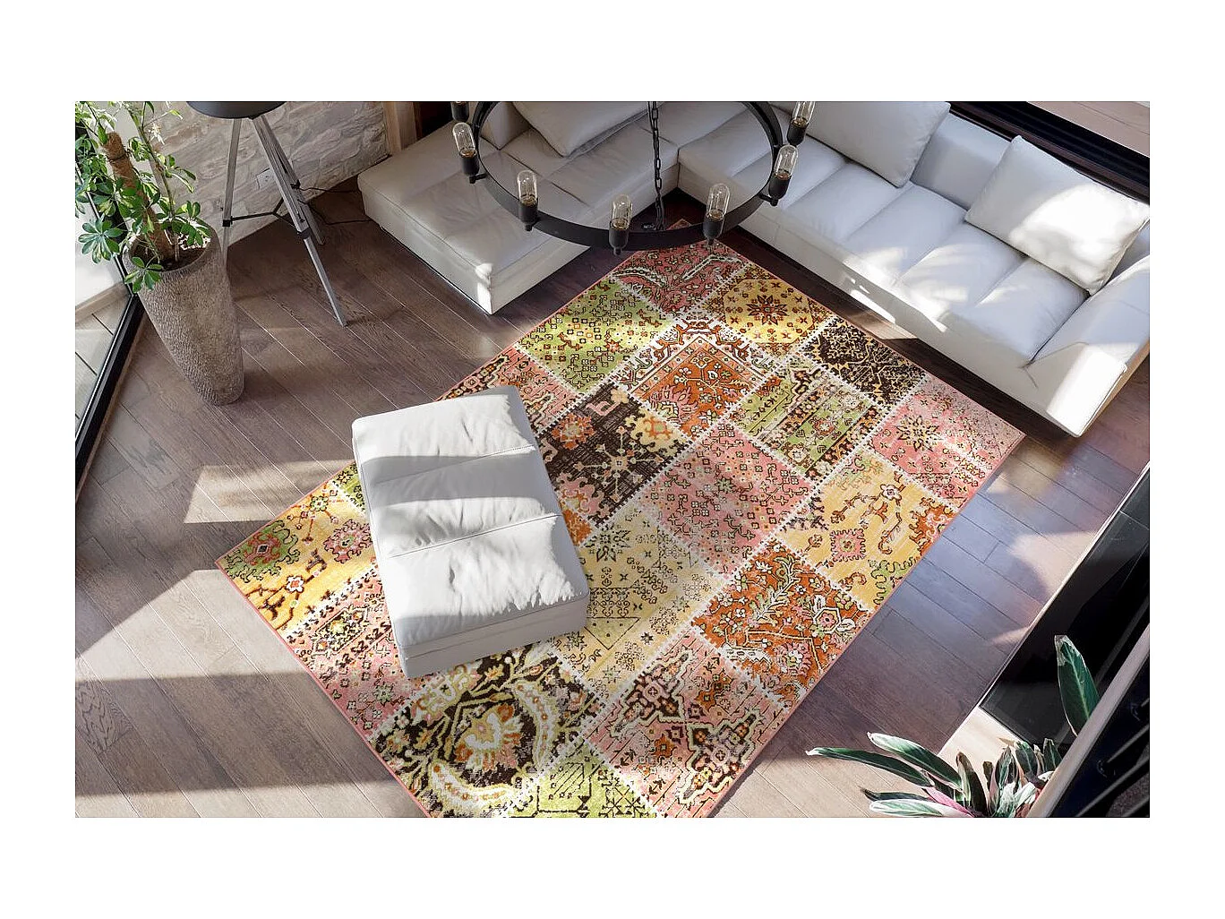 Tapis Patchwork à Poils Courts "Ariya" Multicolore 80 x 150 cm