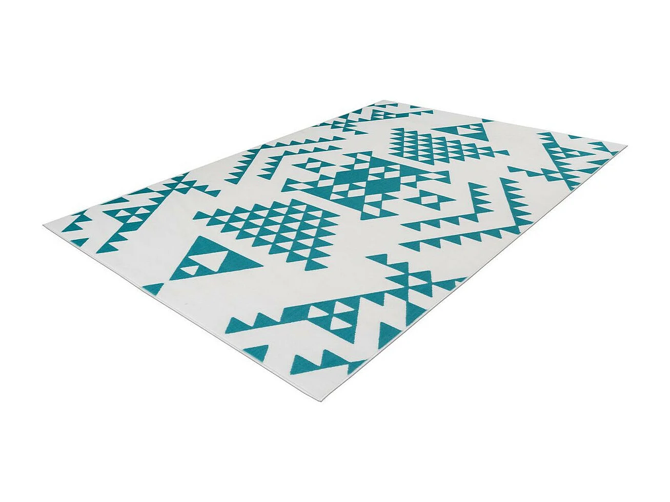 Tapis Ethnique à Poils Courts "Esperanto VI" Turquoise 120 x 170 cm