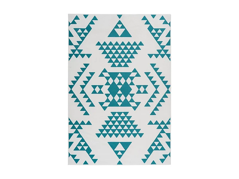 Tapis Ethnique à Poils Courts "Esperanto VI" Turquoise 120 x 170 cm