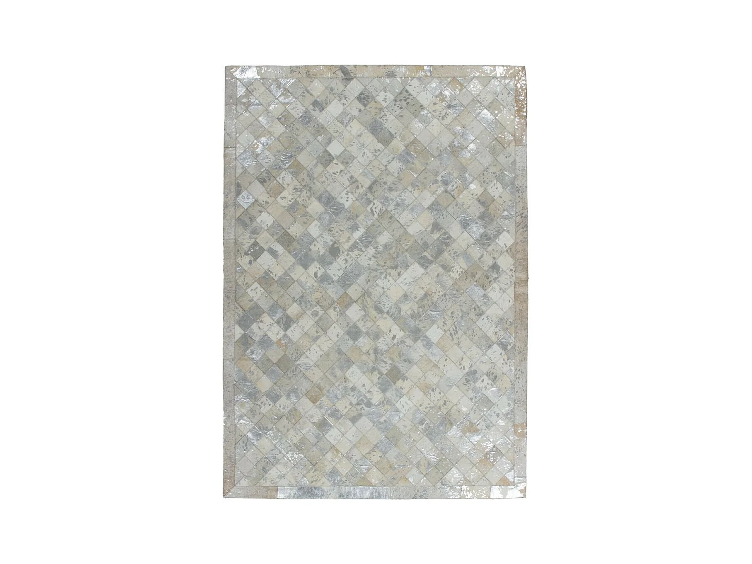 Tapis en Cuir Effet Mosaïque "Lavish" Gris & Argent 80 x 150 cm