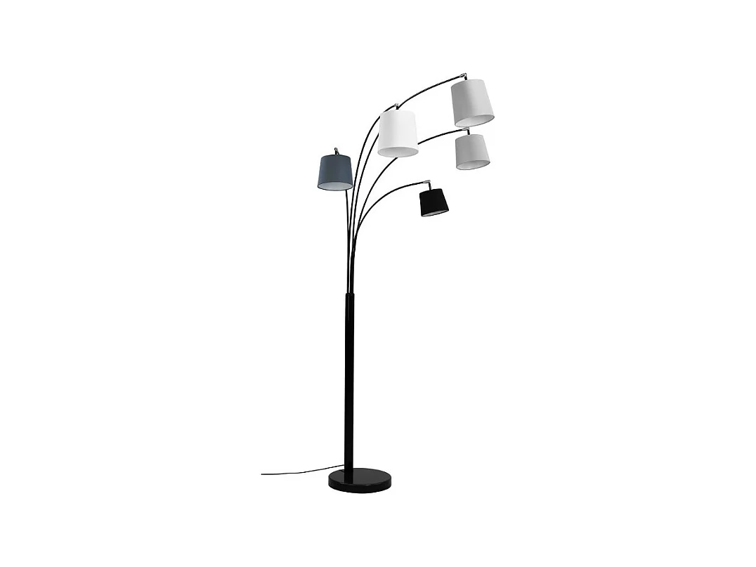 Lampada con 5 abat-jour VARIETONE metallo e stoffa - 234 cm