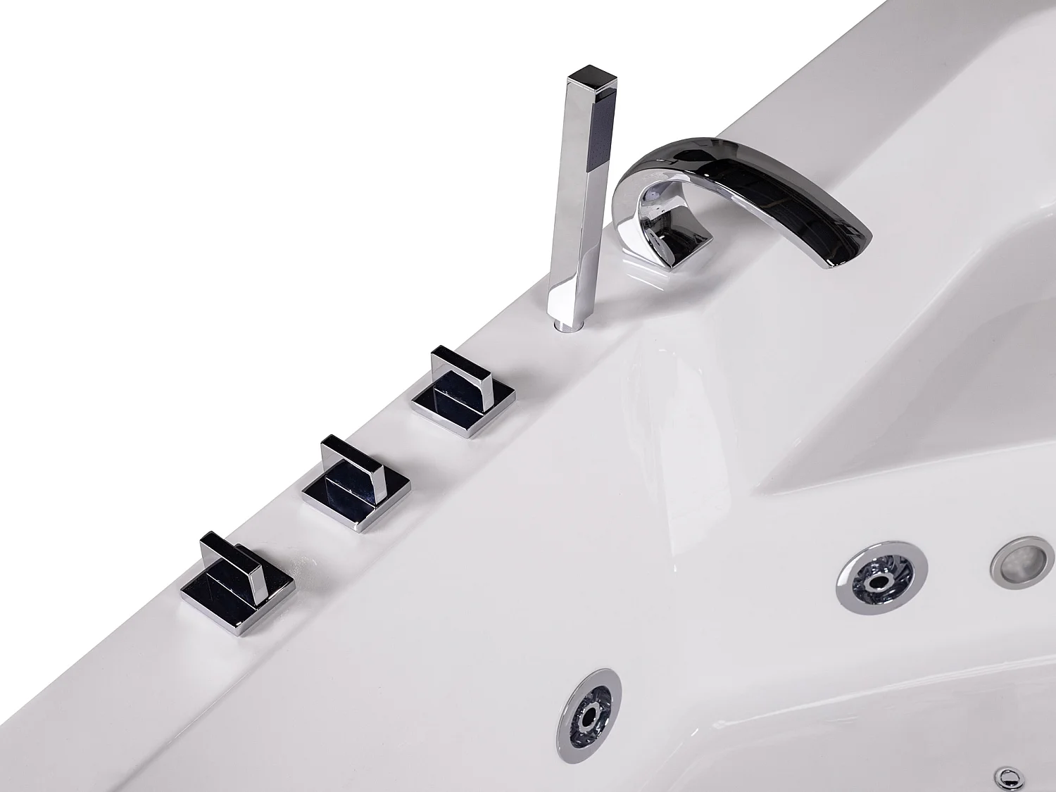 Baignoire balnéo d'angle vitrée ETHRA - 1 place - 255 L - 150*150*57cm - Blanche