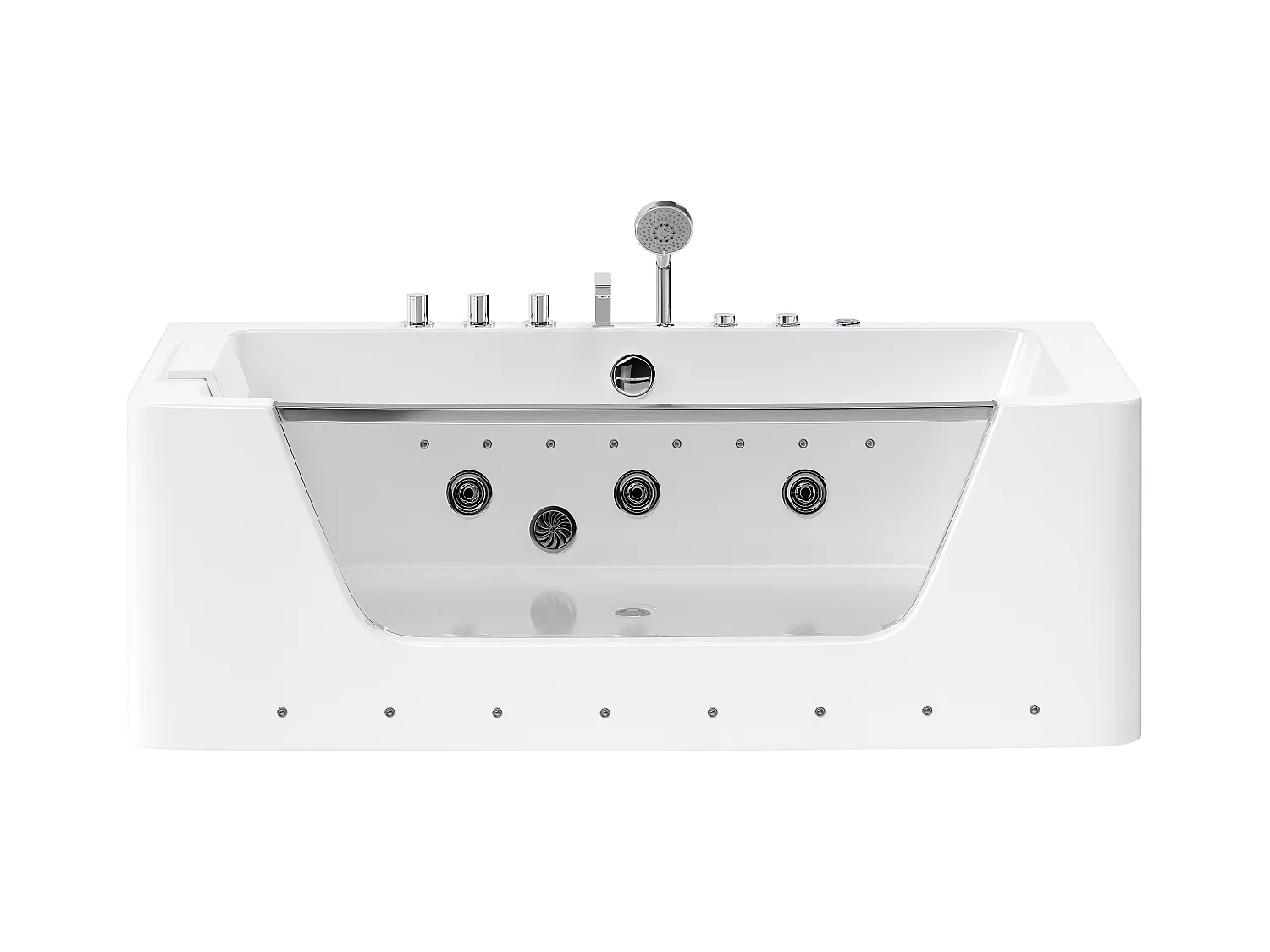 Massagebad met glazen wand en ledverlichting DYONA - 260L - 1 persoon - 170*85*58cm - Balneo therapie